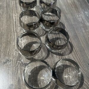 Vintage Smoke Gray Silver Rim Cocktail Glasses – Set of 8